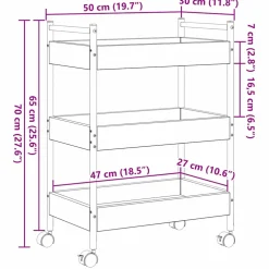 vidaXL Keuken Trolley Artisan Eiken 50 x 30 x 70 cm Bewerkt hout