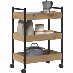 vidaXL Keuken Trolley Artisan Eiken 50 x 30 x 70 cm Bewerkt hout
