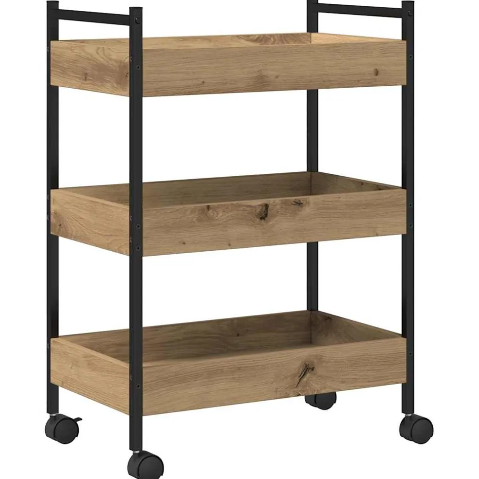 vidaXL Keuken Trolley Artisan Eiken 50 x 30 x 70 cm Bewerkt hout