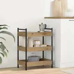 vidaXL Keuken Trolley Artisan Eiken 50 x 30 x 70 cm Bewerkt hout