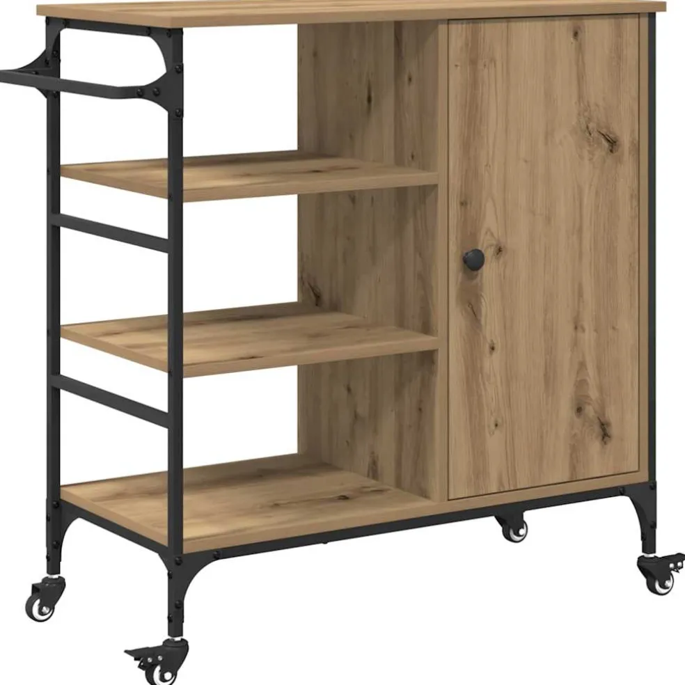vidaXL Keuken Trolley Artisan Eiken 87.5 x 39 x 84.5 cm Bewerkt hout