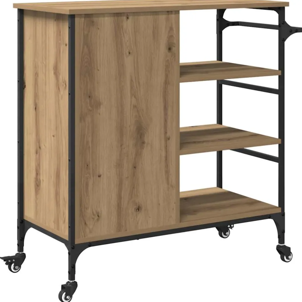 vidaXL Keuken Trolley Artisan Eiken 87.5 x 39 x 84.5 cm Bewerkt hout