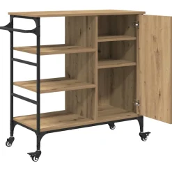 vidaXL Keuken Trolley Artisan Eiken 87.5 x 39 x 84.5 cm Bewerkt hout