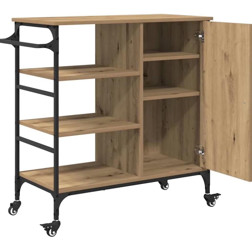 vidaXL Keuken Trolley Artisan Eiken 87.5 x 39 x 84.5 cm Bewerkt hout