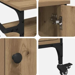 vidaXL Keuken Trolley Artisan Eiken 87.5 x 39 x 84.5 cm Bewerkt hout