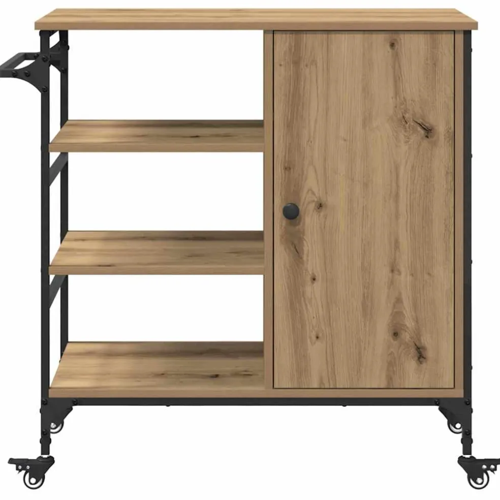 vidaXL Keuken Trolley Artisan Eiken 87.5 x 39 x 84.5 cm Bewerkt hout