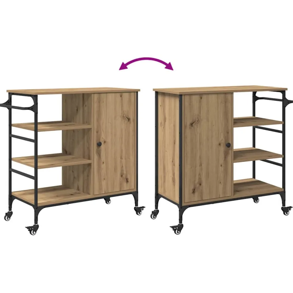vidaXL Keuken Trolley Artisan Eiken 87.5 x 39 x 84.5 cm Bewerkt hout