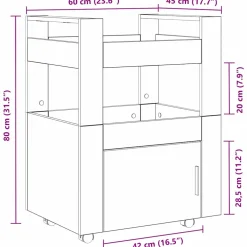 vidaXL Keuken Trolley artisanaal eikenkleurig 60 x 45 x 80 cm