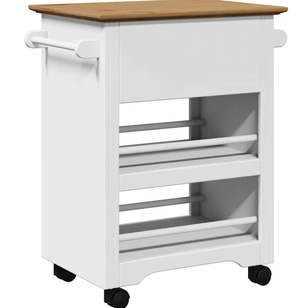 vidaXL Keukentrolley BODO 67,5x45x80 cm wit en bruin