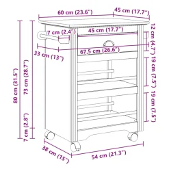 vidaXL Keukentrolley BODO 67,5x45x80 cm grijs