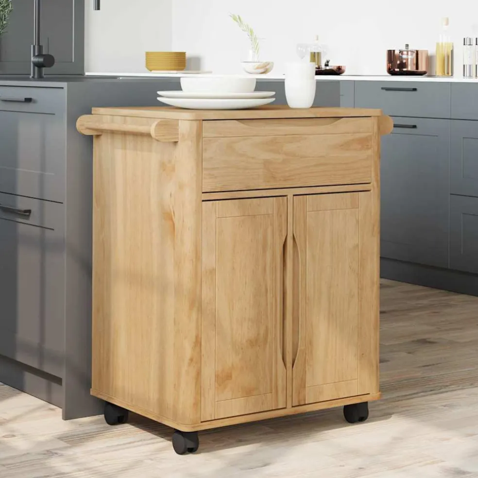 vidaXL Keuken Trolley FLORO Wasbruin 72,5 x 45 x 80 cm