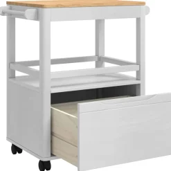 vidaXL Keuken Trolley FLORO Wit 72,5 x 45 x 80 cm Massief Vurenhout