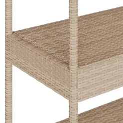 vidaXL Keukentrolley 3-laags poly rattan en massief acaciahout beige