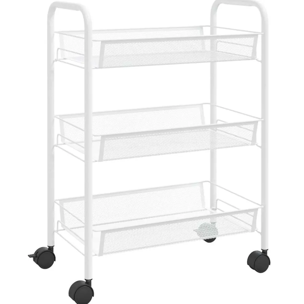 vidaXL Keukentrolley 3-laags 46x26x54 cm ijzer wit