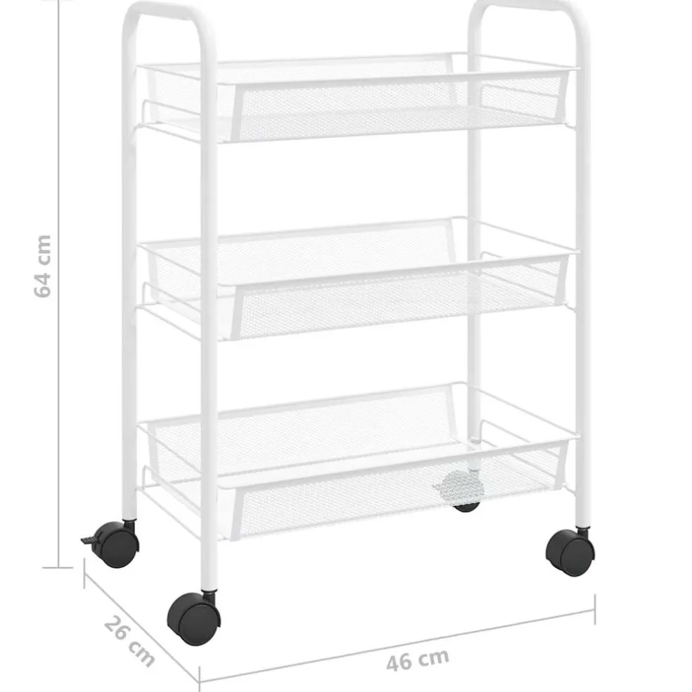 vidaXL Keukentrolley 3-laags 46x26x54 cm ijzer wit
