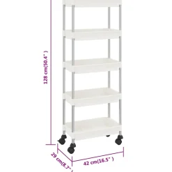 vidaXL Keukentrolley 5-laags 42x29x128 cm ijzer en ABS wit