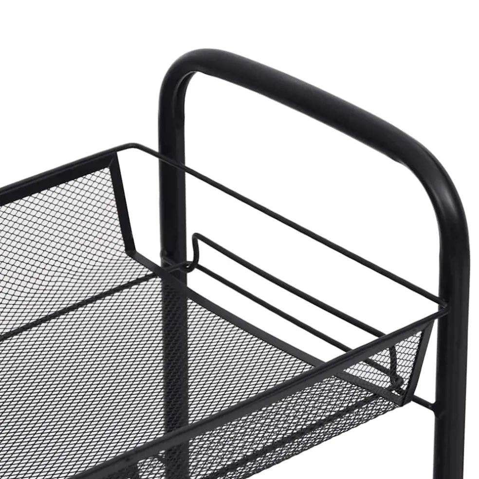 vidaXL Keukentrolley 3-laags 46x26x64 cm ijzer zwart