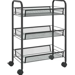 vidaXL Keukentrolley 3-laags 46x26x64 cm ijzer zwart