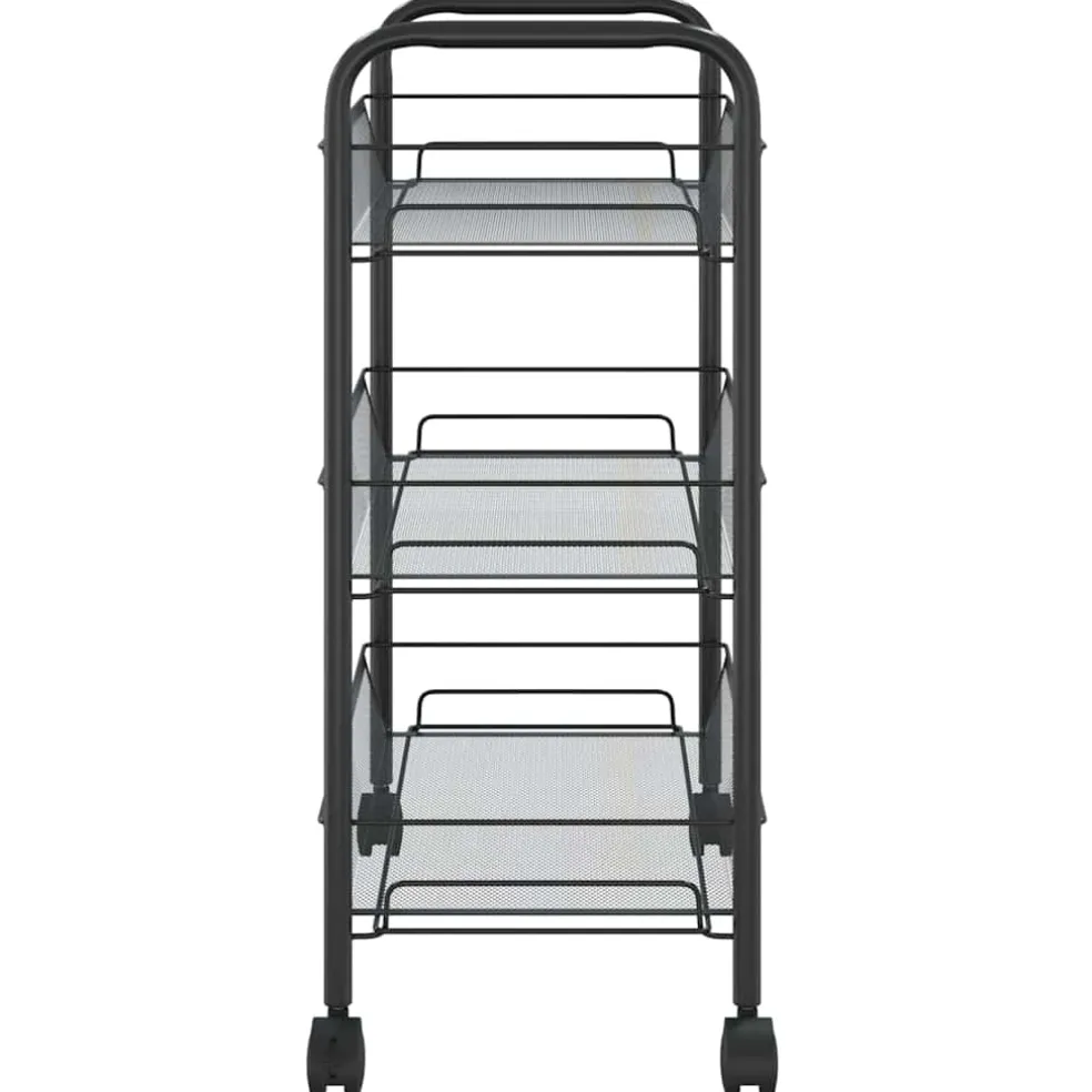 vidaXL Keukentrolley 3-laags 46x26x64 cm ijzer zwart