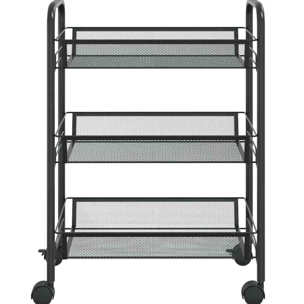 vidaXL Keukentrolley 3-laags 46x26x64 cm ijzer zwart