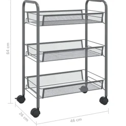 vidaXL Keukentrolley 3-laags 46x26x54 cm ijzer grijs