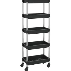vidaXL Keukentrolley 5-laags 42x29x128 cm ijzer en ABS zwart