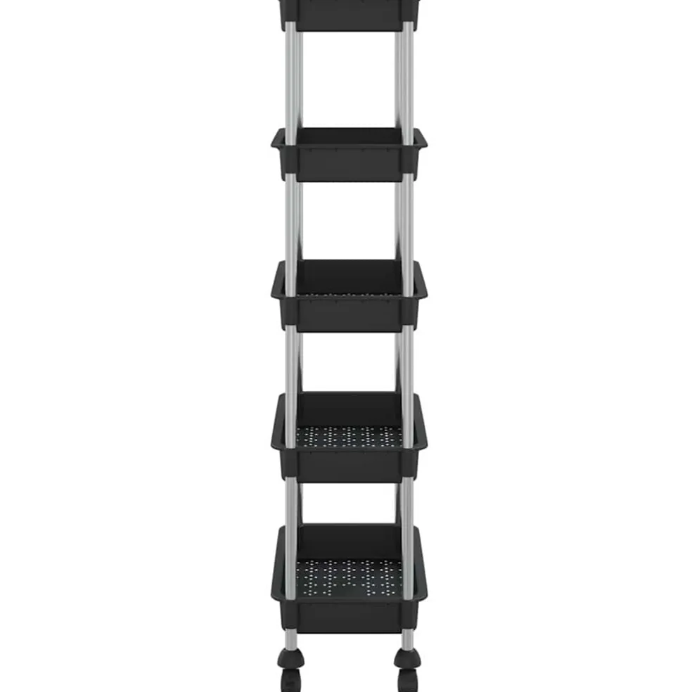 vidaXL Keukentrolley 5-laags 42x29x128 cm ijzer en ABS zwart