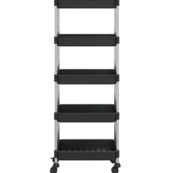vidaXL Keukentrolley 5-laags 42x29x128 cm ijzer en ABS zwart