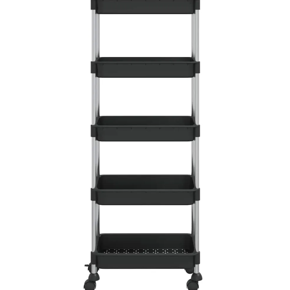 vidaXL Keukentrolley 5-laags 42x29x128 cm ijzer en ABS zwart