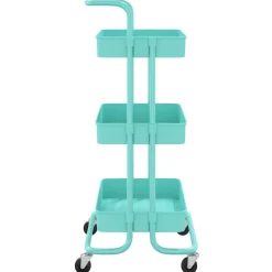 vidaXL Keukentrolley 3-laags 42x35x85 cm ijzer en ABS turquoise