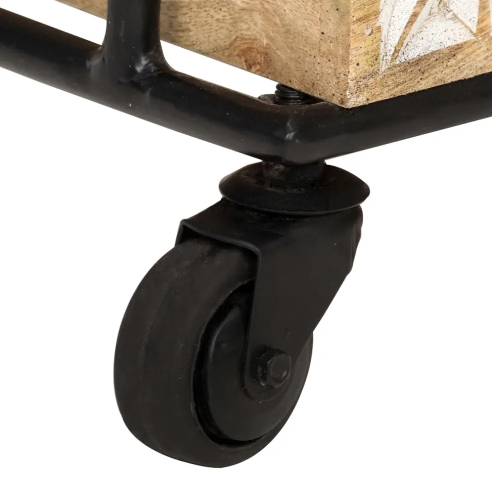 vidaXL Keukentrolley 3-laags 46x30x76 cm massief mangohout