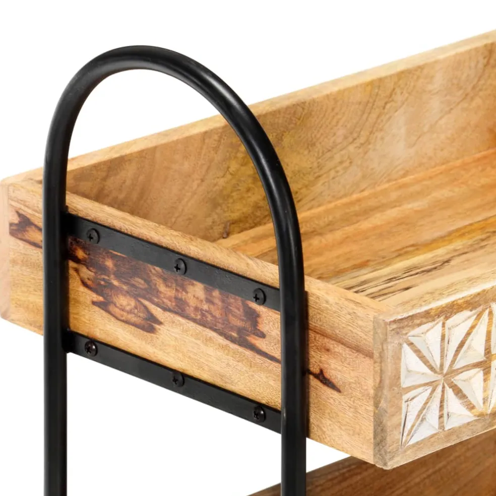 vidaXL Keukentrolley 3-laags 46x30x76 cm massief mangohout