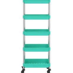vidaXL Keukentrolley 5-laags 42x29x128 cm ijzer en ABS turquoise