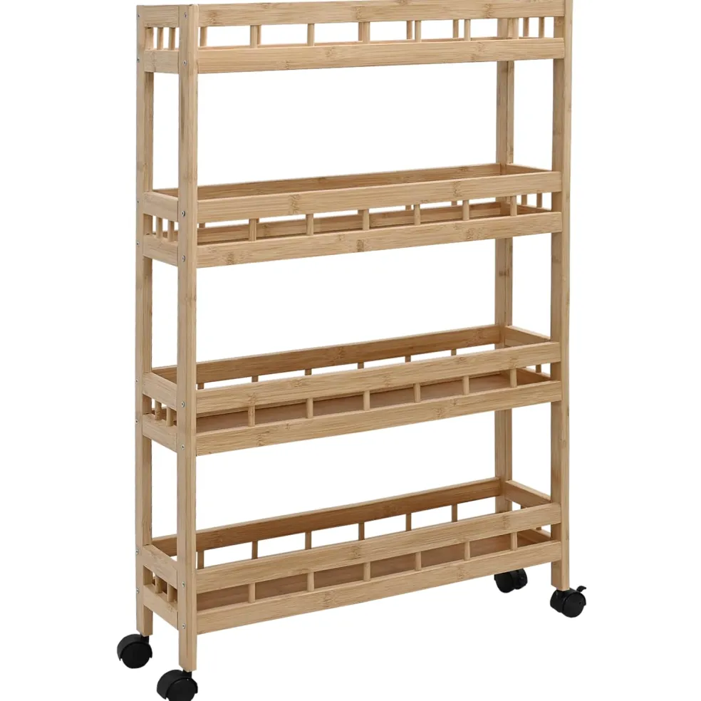vidaXL Keukentrolley met Wielen Naturel 60 x 18 x 97 cm Bamboe