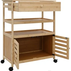 vidaXL Keukentrolley met Wielen Naturel 59,5 x 36 x 82 cm Bamboe