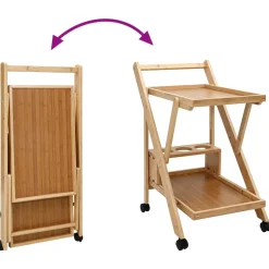 vidaXL Keukentrolley met Wielen Licht Bruin 65 x 40,5 x 76,5 cm Bamboe