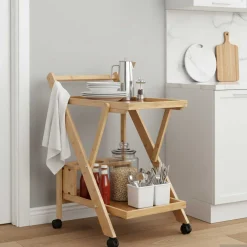 vidaXL Keukentrolley met Wielen Licht Bruin 65 x 40,5 x 76,5 cm Bamboe
