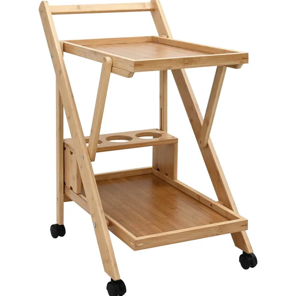 vidaXL Keukentrolley met Wielen Licht Bruin 65 x 40,5 x 76,5 cm Bamboe