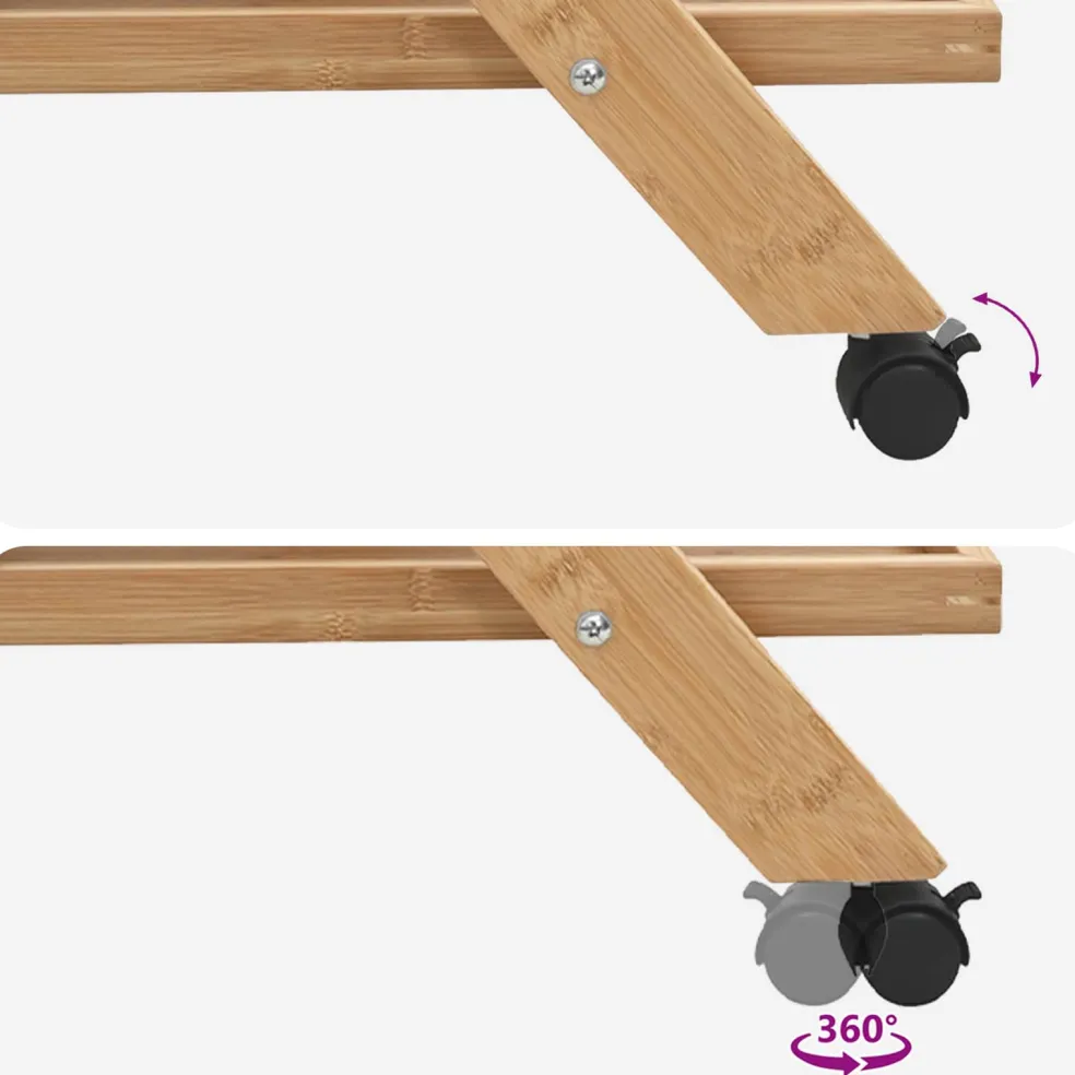 vidaXL Keukentrolley met Wielen Licht Bruin 65 x 40,5 x 76,5 cm Bamboe