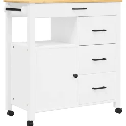 vidaXL Keukentrolley MONZA 84x40x88,5 cm massief grenenhout wit
