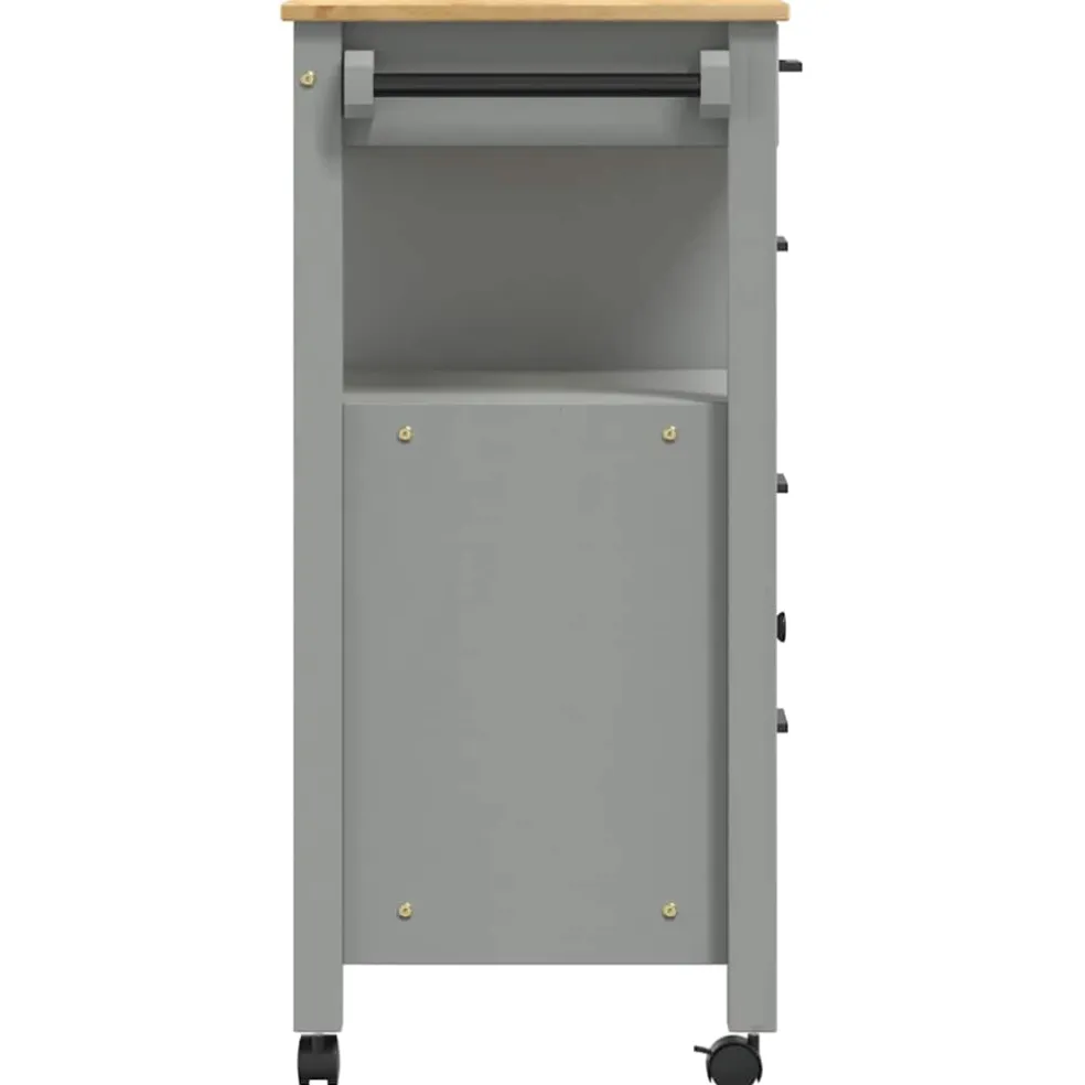 vidaXL Keukentrolley MONZA 84x40x88,5 cm massief grenenhout grijs
