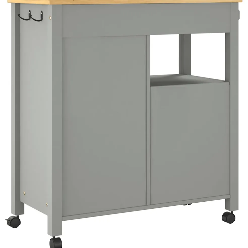 vidaXL Keukentrolley MONZA 84x40x88,5 cm massief grenenhout grijs