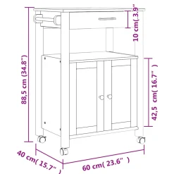vidaXL Keukentrolley MONZA 60x40x88,5 cm massief grenenhout