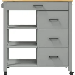 vidaXL Keukentrolley MONZA 84x40x88,5 cm massief grenenhout grijs