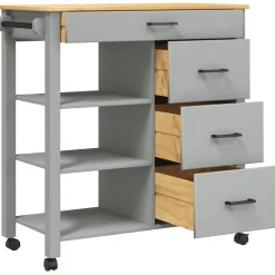vidaXL Keukentrolley MONZA 84x40x88,5 cm massief grenenhout grijs