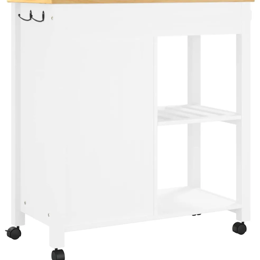 vidaXL Keukentrolley MONZA 84x40x88,5 cm massief grenenhout wit
