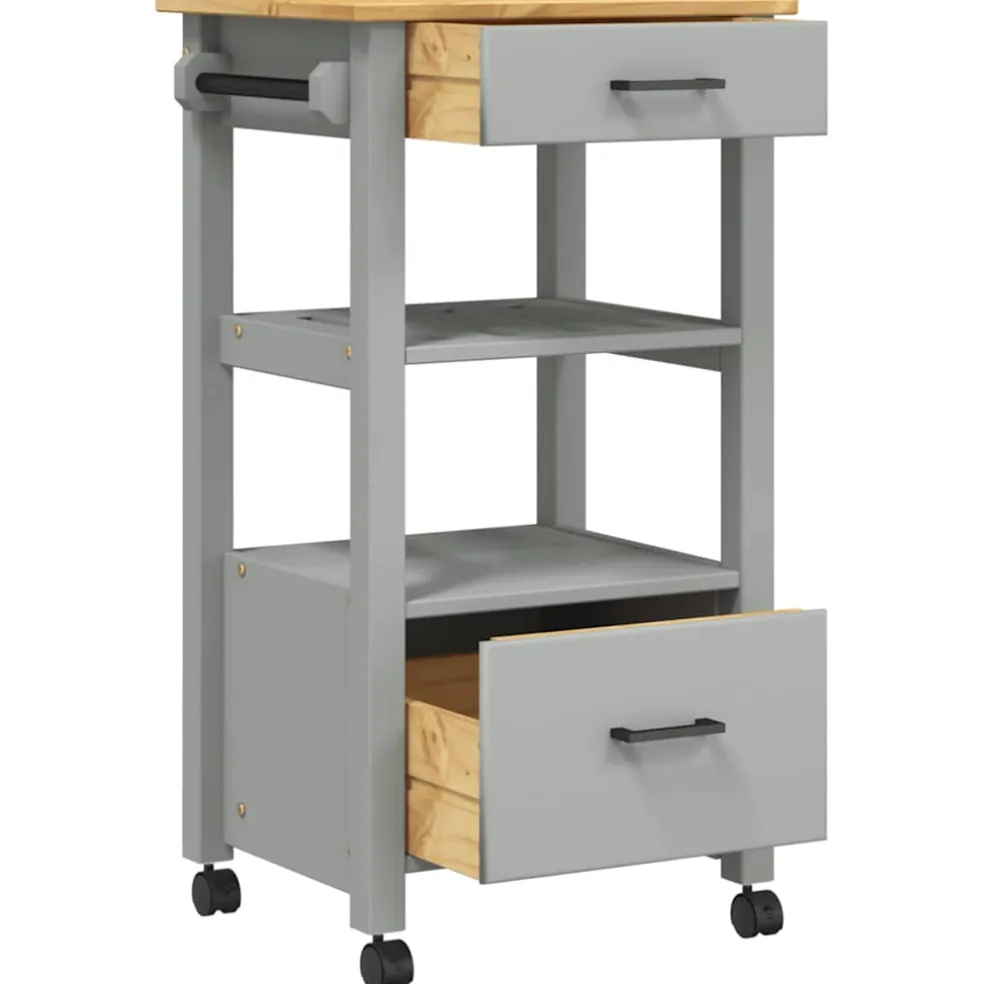 vidaXL Keukentrolley MONZA 48x40x88,5 cm massief grenenhout