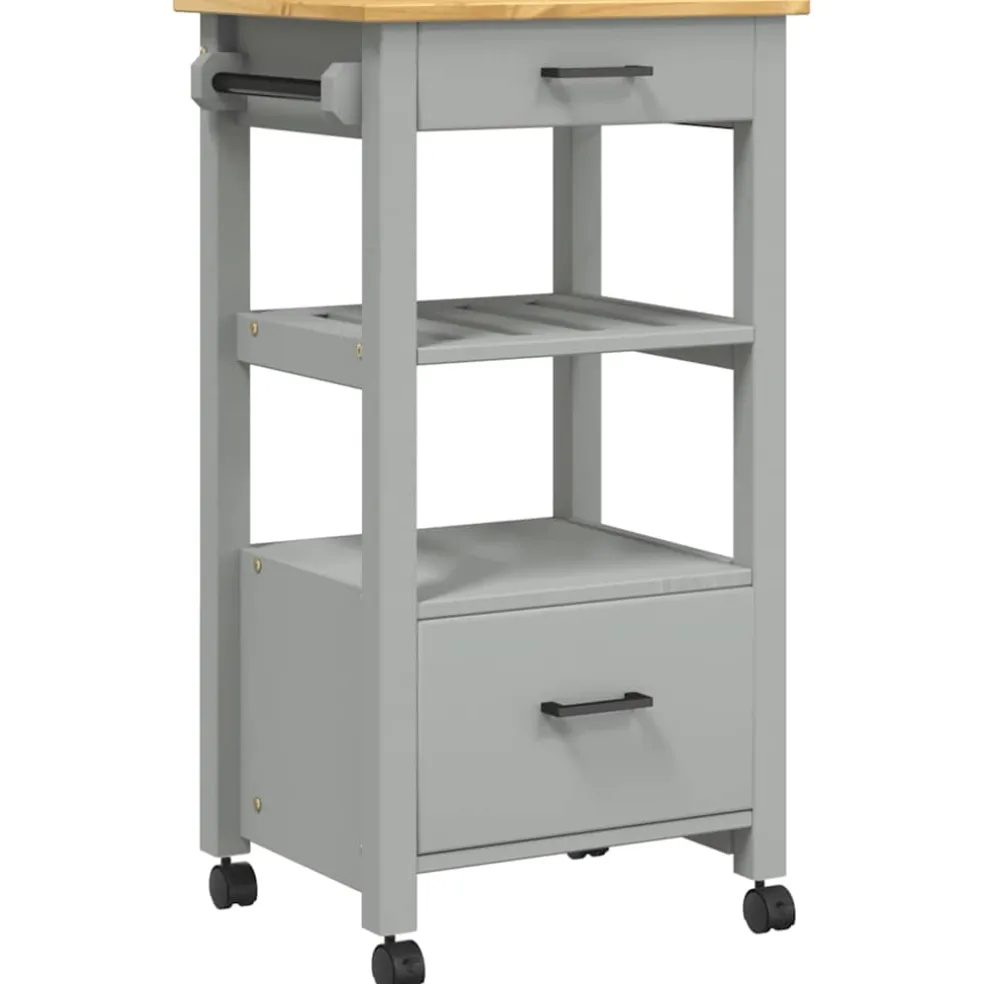 vidaXL Keukentrolley MONZA 48x40x88,5 cm massief grenenhout