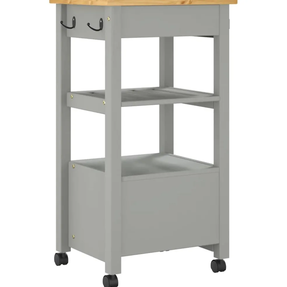 vidaXL Keukentrolley MONZA 48x40x88,5 cm massief grenenhout