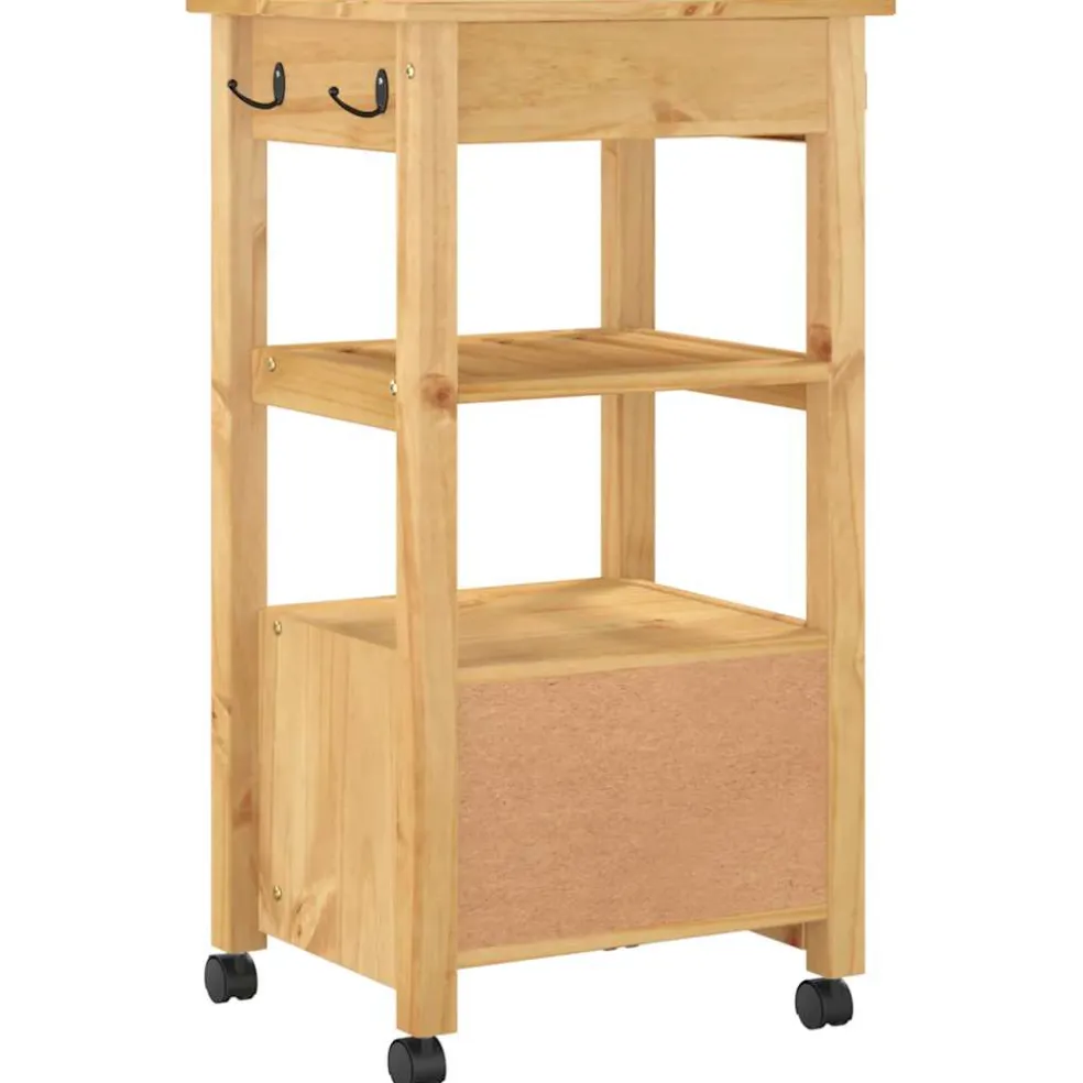 vidaXL Keukentrolley MONZA 48x40x88,5 cm massief grenenhout